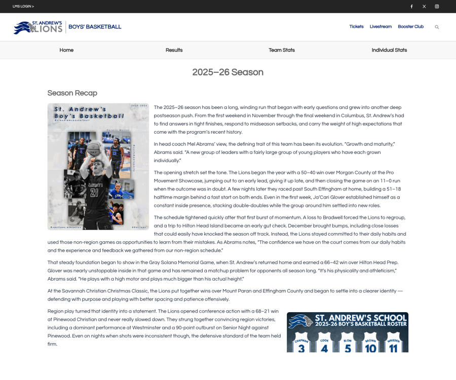 Season Histories preview